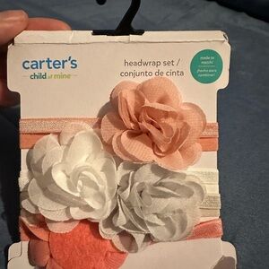 Carter's Floral Headwrap Set - Pink, White, Gray